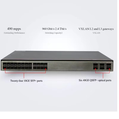 HUAWEI ফিক্সড সুইচ S6730-S24X6Q 24 10GE SFP+ পোর্ট, 6 40GE QSFP পোর্ট 10 গিগাবিট 1U স্ট্যাক এসি 600W:max 8A DC